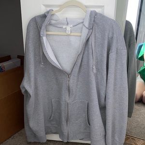grey zip-up